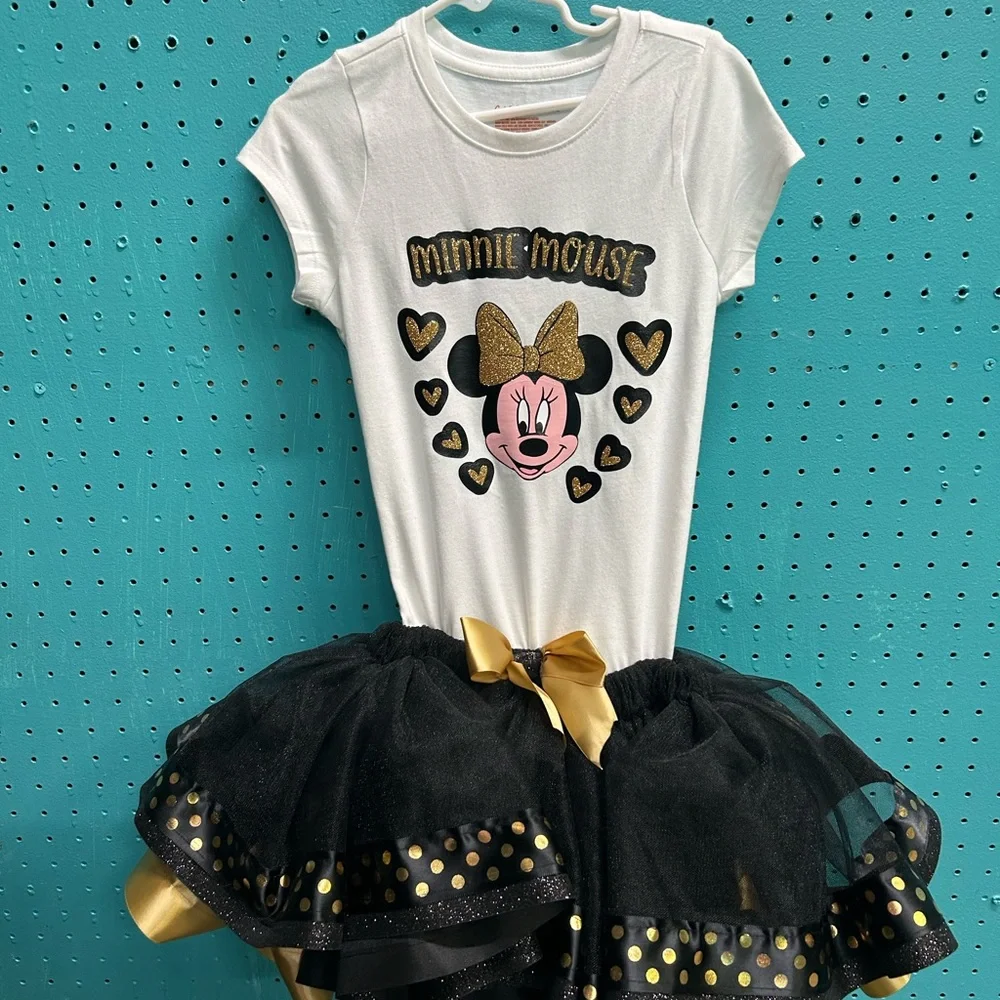 Cat & Jack Minnie Mouse Costume with Gold and Black Tutu Size 4/5